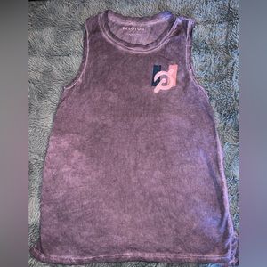 Peloton size small crew neck tank top. Denim wash purple look.